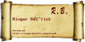 Ringer Bálint névjegykártya