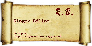 Ringer Bálint névjegykártya